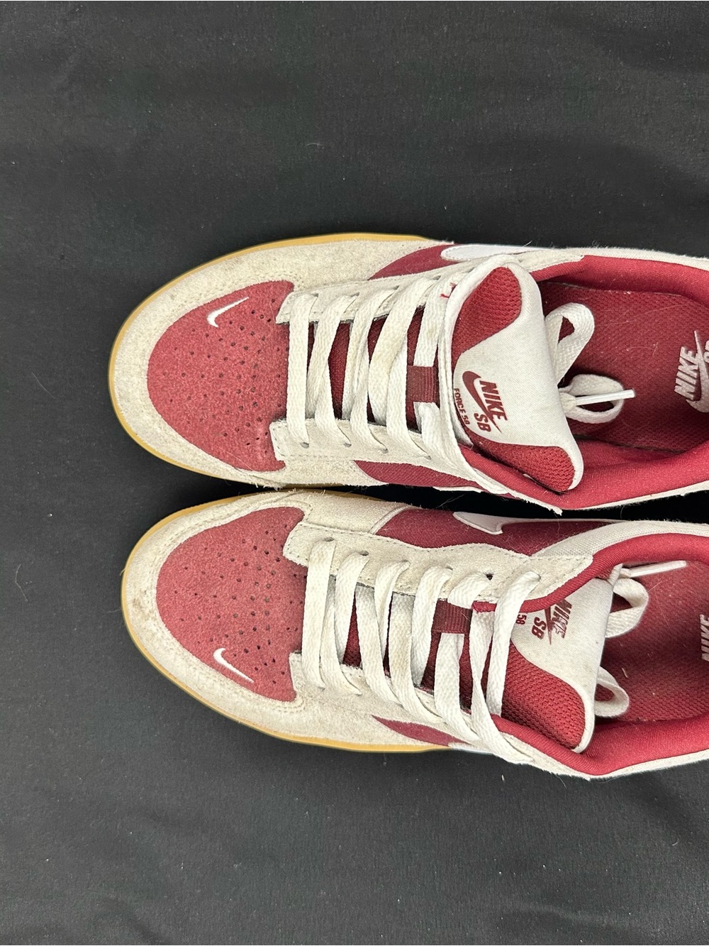 Nike red and White Low-Top Skate Shoes